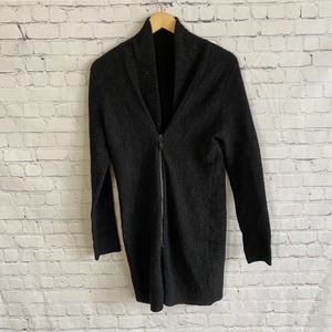 Annette Gortz Women's Wool Blend Full Zip Cardigan Sweater Jacket M Dark Grey